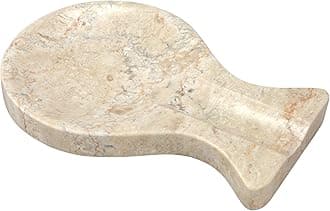 Creative Home Natural Champagne Marble Spoon Rest Ladle Utensil Holder Spatula Holder Kitchen Countertop Dining Table Organizer, 8.6" x 4.9" x 0.8" H, Beige