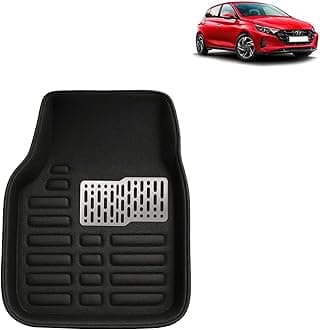 Kingsway Accessories Premium 4D Car Floor Mats Only Compatible with Hyundai I20 Year 2020 Onwards All Model, Set of 3 Pcs, 100% Waterproof Tray Shape PVC 4D Car Foot Mats, Black
