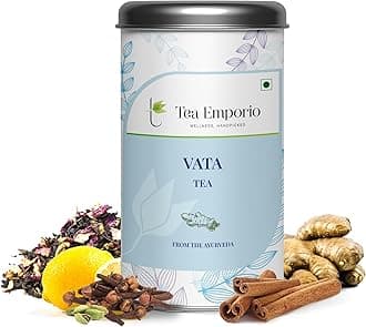 Surajmukhi Tea VATA TEA 50g Tin Caddy | Black Tea Loose Leaf | Black Tea Infused with Ayurvedic Herbs for Vata Dosha | Blend for Mental Clarity and Focus