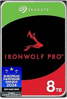 Seagate IronWolf, Pro 8TB, Enterprise Internal NAS HDD – CMR 3.5 Inch, SATA 6GB/s, 7,200 RPM, 256 MB Cache for RAID NAS - Frustration Free Packaging (ST8000NTZ01)