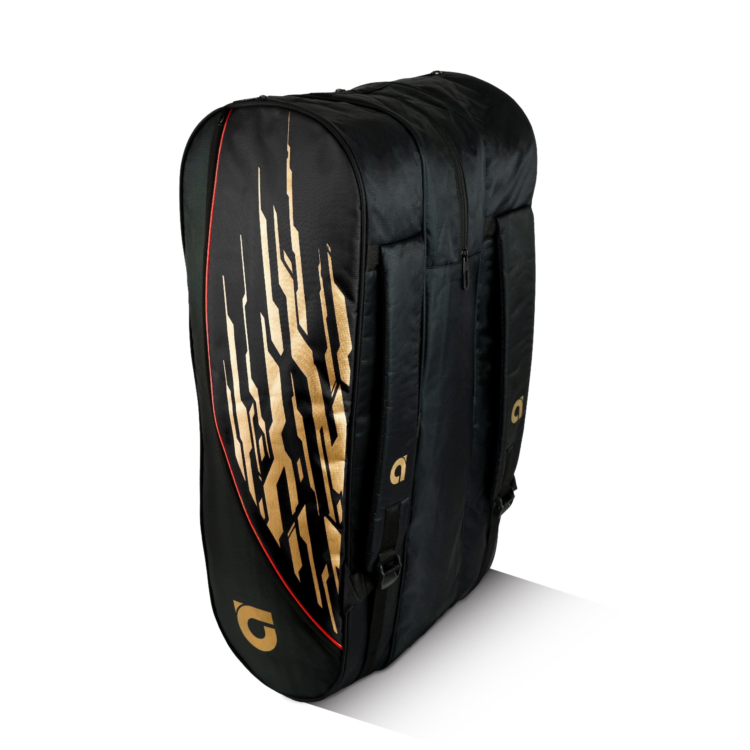 Apacs Polyester Master Smash Triple Zipper Kitbag | Shoe Compartment | Front Pocket | Durable Inner Fabric | Professional Badminton Kitbag (Black)