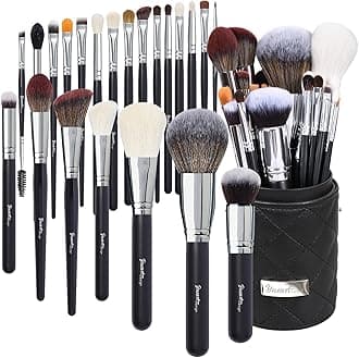 Bueart DesignCollector's Edition Pro makeup Artist 22Pcs Deluxe Real Goat Hair Horse hair Makeup Brushes Set with Holder Case
