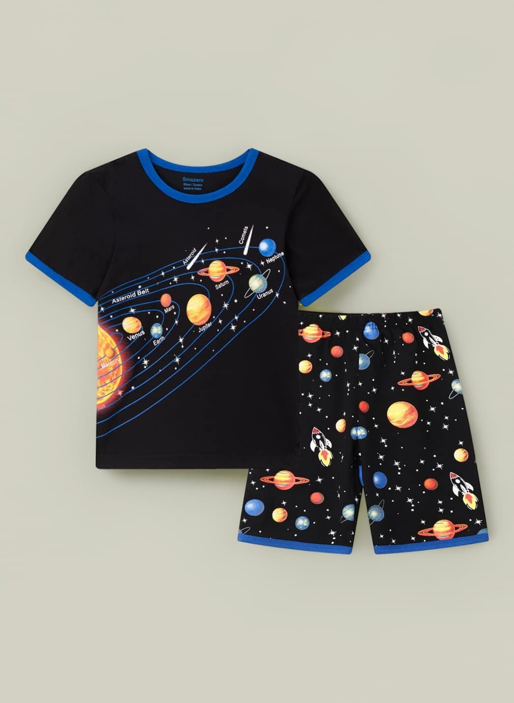 Boys Short Pyjamas Sets Solar System Space Pyjamas Cotton Pjs 2 Piece Outfit Pajamas for Kids 3-11 Years