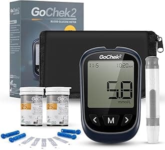 Blood Glucose Monitor Meter Diabetes Test Kit with Hypo and Ketone Warning, Meal Marker, 500 Memories, Blood Sugar Tester with 50 Test Strips and 50 Lancets - in mmol/L