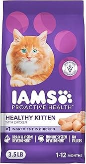 IAMS Proactive Health Kitten Dry Cat Food, Healthy Kitten Food Dry Recipe with Real Chicken in Every Bite, 3.5 Lb. Bag