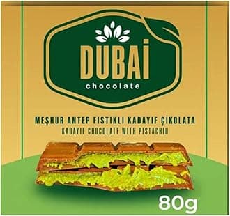 Dubai Chocolate Bar - Pistachio Cream - Holiday Candy Gift Bar with Assorted Milk, & White Chocolates – Holiday Food Gift Idea for Men, Women, Family, Corporate - 80g