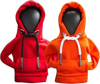 2Pcs Car Shift Knob Hoodie,Gear Shift Hoodie,Funny Sweater Hoodie for Gearshift,Automotive Interior Accessories（Red and Orange）