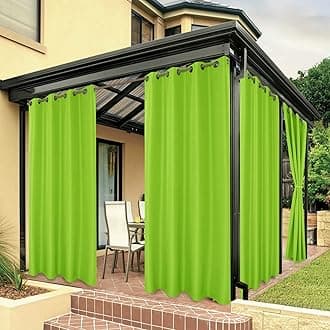 BONZER Outdoor Curtains for Patio Waterproof Thick Privacy Grommet Light Filtering Outside Curtains for Porch Pergola Gazebo Deck, 1 Panel, 54W x 84L inch, Green