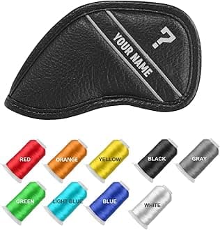 CRAFTSMAN GOLF 12pcs or 1pc Black Leather Golf Iron Head Covers Set Headcover Colorful Number Embroideried for Callaway Ping Taylormade Cobra Also Custom Version w/Your Name