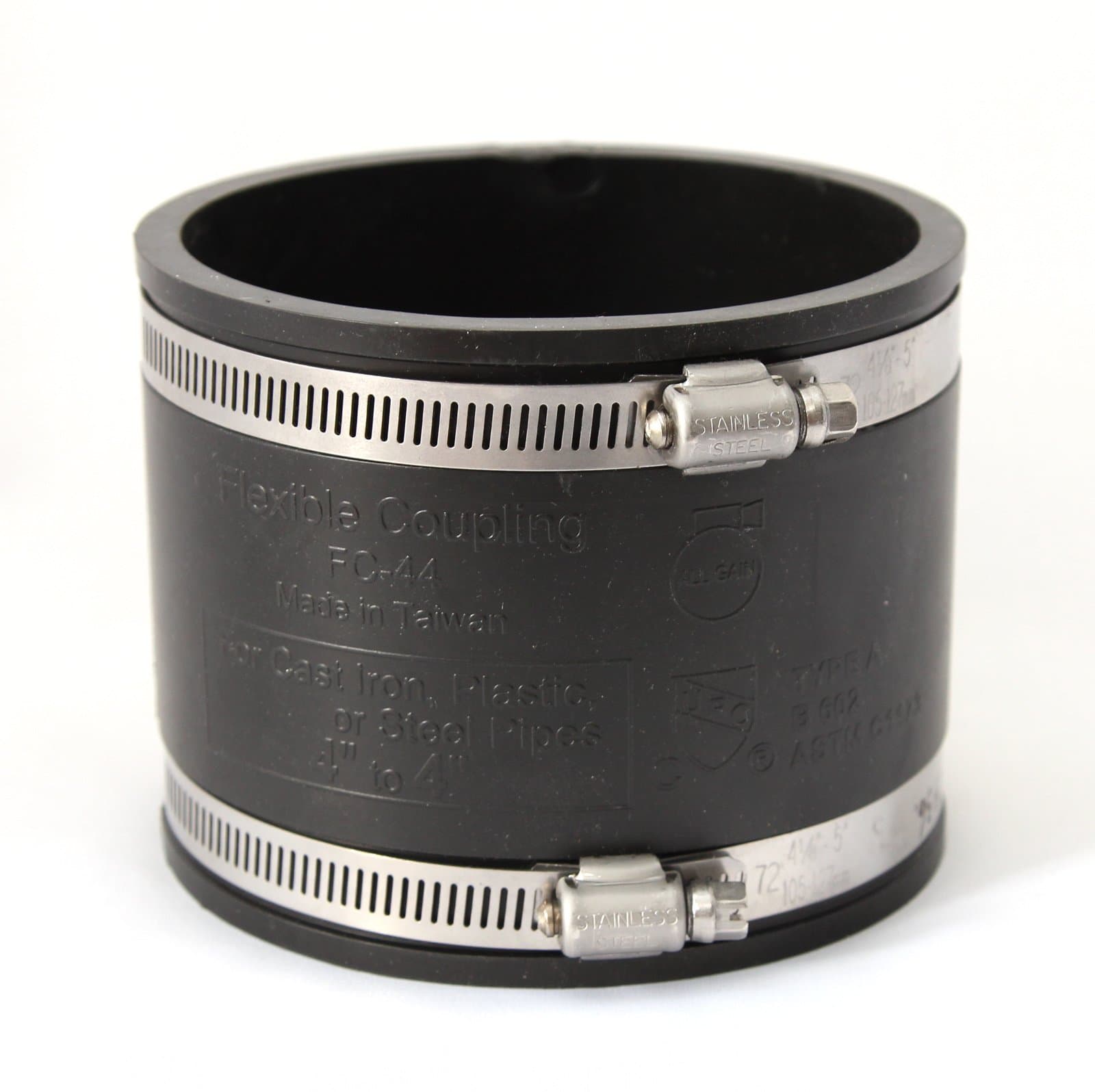 Pipestation 4" PVC Rubber Coupling for Soil Drain Repair, Includes Hose Clips