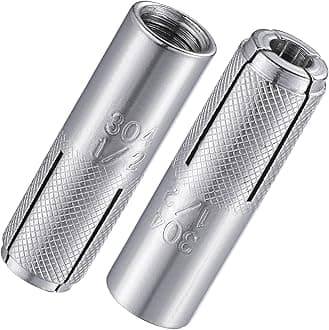 Wensilon(20 pcs) 1/2"-13 Premium Stainless Steel Drop in Anchors Assortment, Knurled Drop-in-Anchor for Solid Concrete, Internal Forced Expansion Screw Bolts