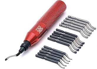 AFA Tooling - Deburring Tool with 15 Extra High Speed Steel Swivel Blades - Works on Metal, Resin, PVC Pipes, Copper, Plastic and 3D Printed Edges - Plumbing & 3D Printing Burr Removal Reamer Tool