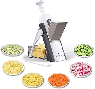 Upgrade Safe Mandoline Slicer Plus, Adjustable Vegetable Food Chopper Potato Fries French Fry Cutter, Detachable Blade, Kitchen Chopping Artifact, New Kitchen Gift (DarkGray)