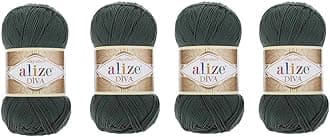 4 Balls Hand Knitting Yarn 100% Microfiber Acrylic Yarn Alize Diva Silk Effect Thread Crochet Art Lace Craft Lot of 4 skeins 400gr 1532yds (131)