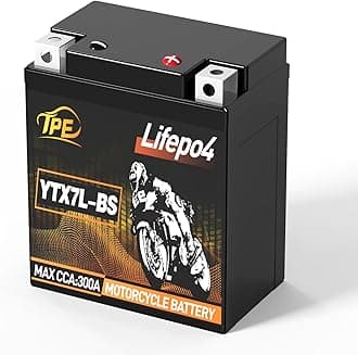 Lightweight 12V 3AH 300A Lithium Motorcycle Battery - High Energy Density, Long Life Cycle & BMS - Powersports LiFePO4 Engine Starter YTX7L-BS