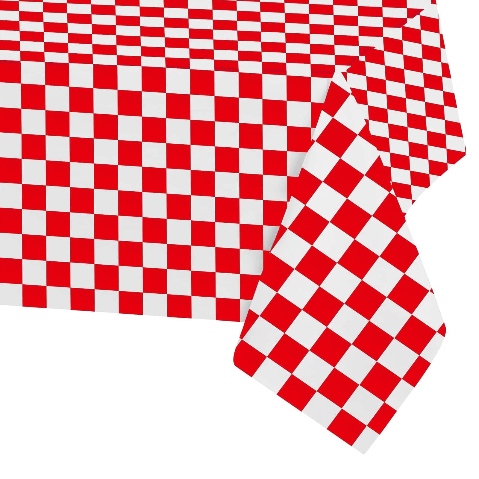 137*274cm Disposable Checkered Flag Red Table Cloth Table Covers,Racing Car Party Rectangular Dining Table Cover Tablecovers Plastic Tablecloths for Picnic,Cocktail,Birthday Parties Decorations
