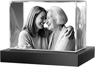 3D Crystal Photo Personalized Landscape - Custom Laser Engraved Crystal Picture Gift for Mom Wife Her, Mother's Day Birthday Anniversary Memorial Keepsake (Landscape, Small)