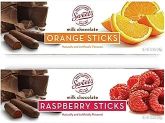 Sweet Candy Company Milk Chocolate Fruit Flavored Sticks - Gourmet Chocolate Covered Sticks, Orange and Raspberry, Gift Idea for Holidays, Gluten Free, Kosher - 10.5 oz Box (Pack of 2)