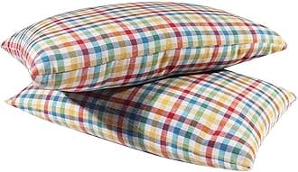 Breathable Cotton Fabric Sleeping Pillow with Grey Cotton Filling - Medium Hard | Pack of 2 |