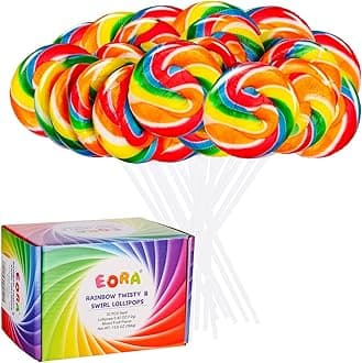 Rainbow Twisty & Swirl Lollipops 32 Pack, Unicorn Candy Swirl Lollipops Individually Wrapped Suckers, Rainbow Lollipop Candy Bulk for Birthday, Mixed Fruit Flavor
