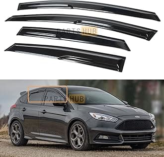 Fits for 2012-2018 Ford Focus ST SE 4 Door Sedan Hatchback 3D Wavy Mugen Style Window Visors Rain Guards Deflectors, Black
