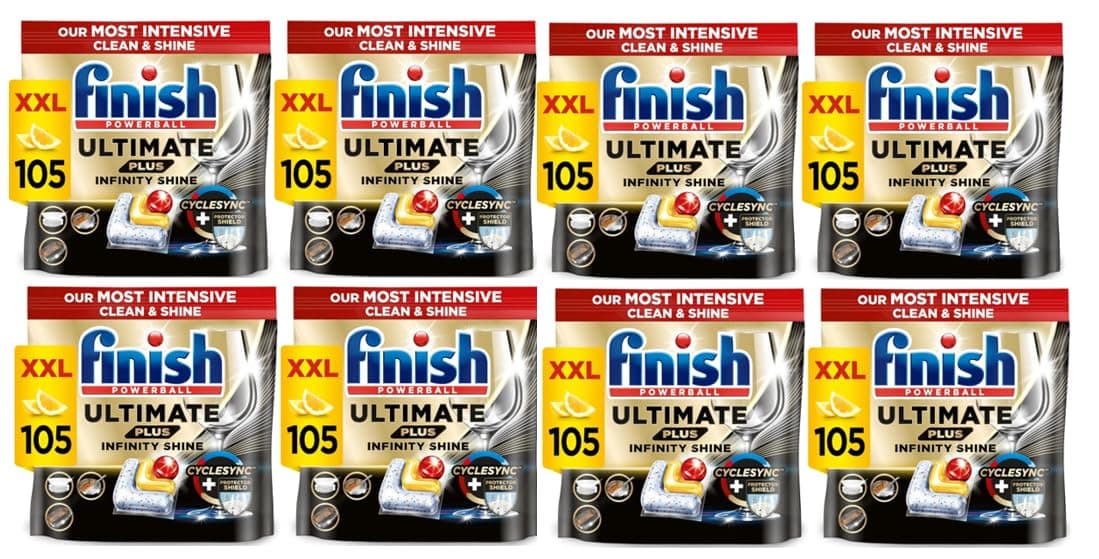 Dishwasher Tablet, Ultimate Plus Infinity Shine, 840 Tabs (105 x 8pck), Lemon Sparkle, Tough on Grease, Our Most Intensive Clean & Shine, Effective for Short Eco Cycle