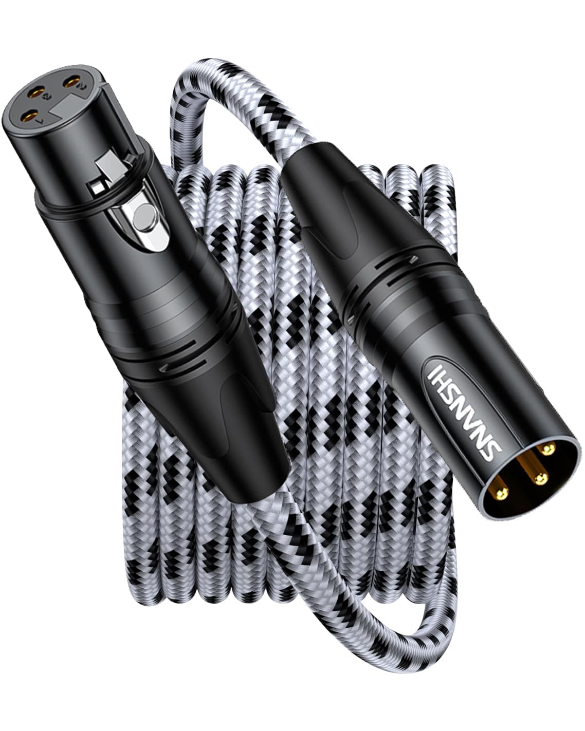 SNANSHI XLR Cables, 3.3ft – Balanced XLR Microphone Cable with Oxygen-Free Copper, Dual Shielding, Gold-Plated Connectors, and Nylon Braided Jacket for Mics, Mixers, and Audio Interfaces