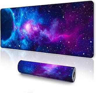 UJoowalk Gaming Mouse Pad, Large Mouse Pad for Desk, 31.5x11.8’’ Keyboard Mouse Pad, XL Desk Mat with Stitched Edges - Galaxy