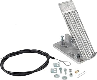 Speedway Motors Cast Aluminum Accelerator Throttle Pedal Assembly Includes Heavy Duty Cable, Mounting Hardware and Textured Pedal, 2.5 x 6 x .25 Inches