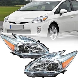 Pair of Headlight Assembly Fit for 2010 2011 Toyota Prius, Left/Driver & Right/Passenger Side Halogen Headlamp