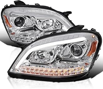 SPEC-D TUNING Chrome Projector Headlights w/LED Sequential Signal Compatible with 2006-2008 Mercedes Benz W164 ML350 ML500 ML-Class, Left + Right Pair Headlamps Assembly