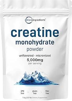 Creatine Monohydrate Powder 1 kg (2.2 Lbs), 5000mg Per Serv, Micronized Creatine Powder, Unflavored, Pure, No Filler, Keto & Vegan Friendly, Easy Dissolve Pre Workout Creatine for Women and Men