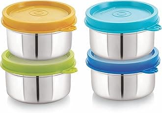 STEELLOCK Stainless Steel Airtight Container | Leak Proof Container/Storage/Lunch Box with Lid | BPA Free, Durable & Rust-Proof | SL-42-set of 4, 700ml each, Multicolor