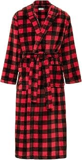 Alexander Del Rossa Mens Robe with Hood, Plush Fleece Hooded Mens Bathrobe, Big and Tall Bath Robes for Men