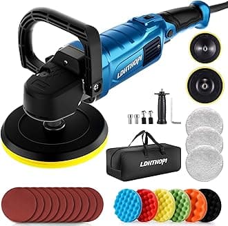 LDHTHOPI - 1800W Rotary Buffer Polisher, 6 Inch Rotary Buffer Polisher Wax, 750-3100 RPM with 6 Variable Speed, for Car, Boat, Furniture, Floor