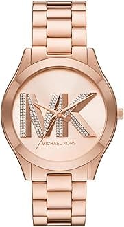 Women's Slim Runway Logo Rose Gold-Tone Stainless Steel Bracelet Watch (Model: MK4733)