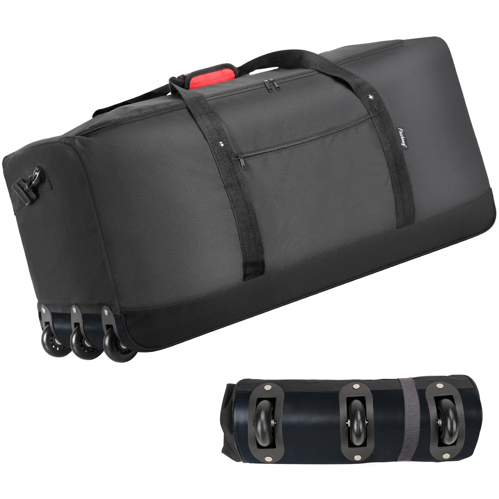 120L Foldable Rolling Duffel Bag with 3 Wheels, Light Weight Travel Duffel bag with Large Loading Capacity, 32'' Rolling Duffel bag with Shoulder Strap