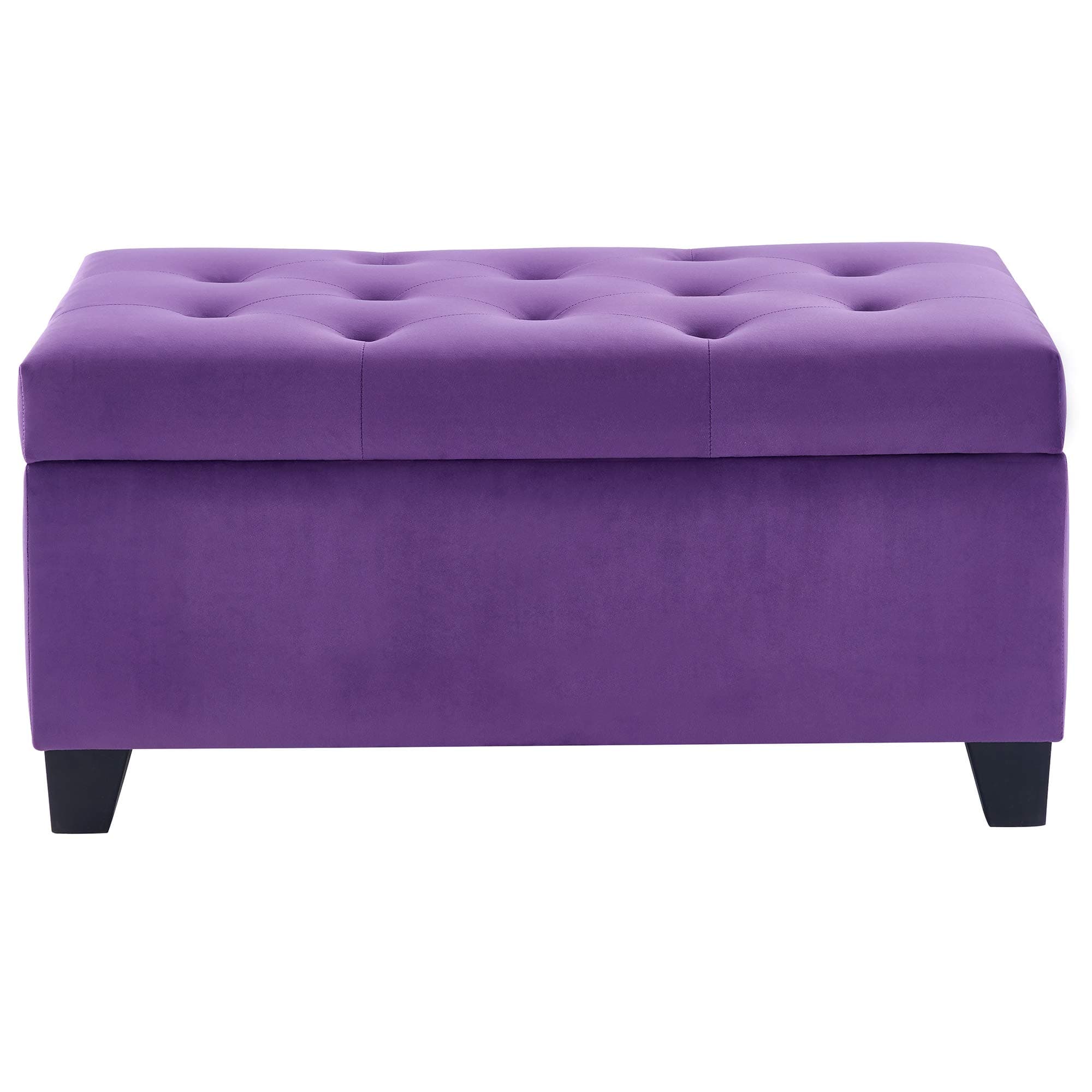 Carol Modern Velvet Rectangular Storage Ottoman in Purple