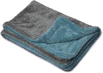 Microfiber Cloth For Car - Puremagic 1100 Gsm Twisted Loop Super Absorbent Towel - 50X80 Cm - Edgeless Design With Plush Pile, Lint Free Cloth For Drying & Detailing, Aqua Blue & Grey
