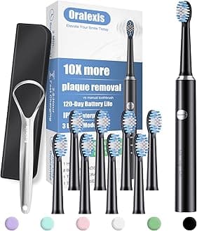 Electric Toothbrush for Adults and Kids, with Tongue Scraper and 8 Brush Heads, One Fast Charge Last 120 Days, 40000 VPM Deep Clean, Sonic Travel Toothbrush