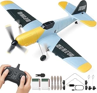 VEVORRC Plane, 2.4GHZ 3 Channel RC Airplane with 6-Axis Gyro Stabilizer&2 Batteries, Ready to Fly BF-109 Fighter Aircraft Plane Toy for Adults Kids Beginners Boys Birthday/Xmas Child Gift