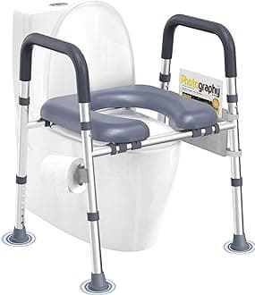 HOMLAND Toilet Seat Risers for Seniors, FSA/HSA Eligible Raised Toilet Seat with Handles & Padded Seat, Adjustable Height & Width, 400lb Elevated Toilet Seat for Elderly, Handicap, Fit Any Toilet