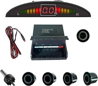 Pickup Truck Backup Radar System - Four 5.95m Sensors for Rear Installation, Compatible with Front Bumper Mounting - Enhance Safety & Visibility（Black）