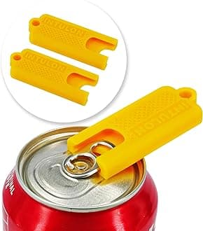 Intulon Soda Can Tab Opener, Pop Tab Lifter for Easy Opening - Compact Kitchen Gadget for Seniors, Arthritis Friendly, Portable Pocket Tool (Yellow, Mini (2 Pack))