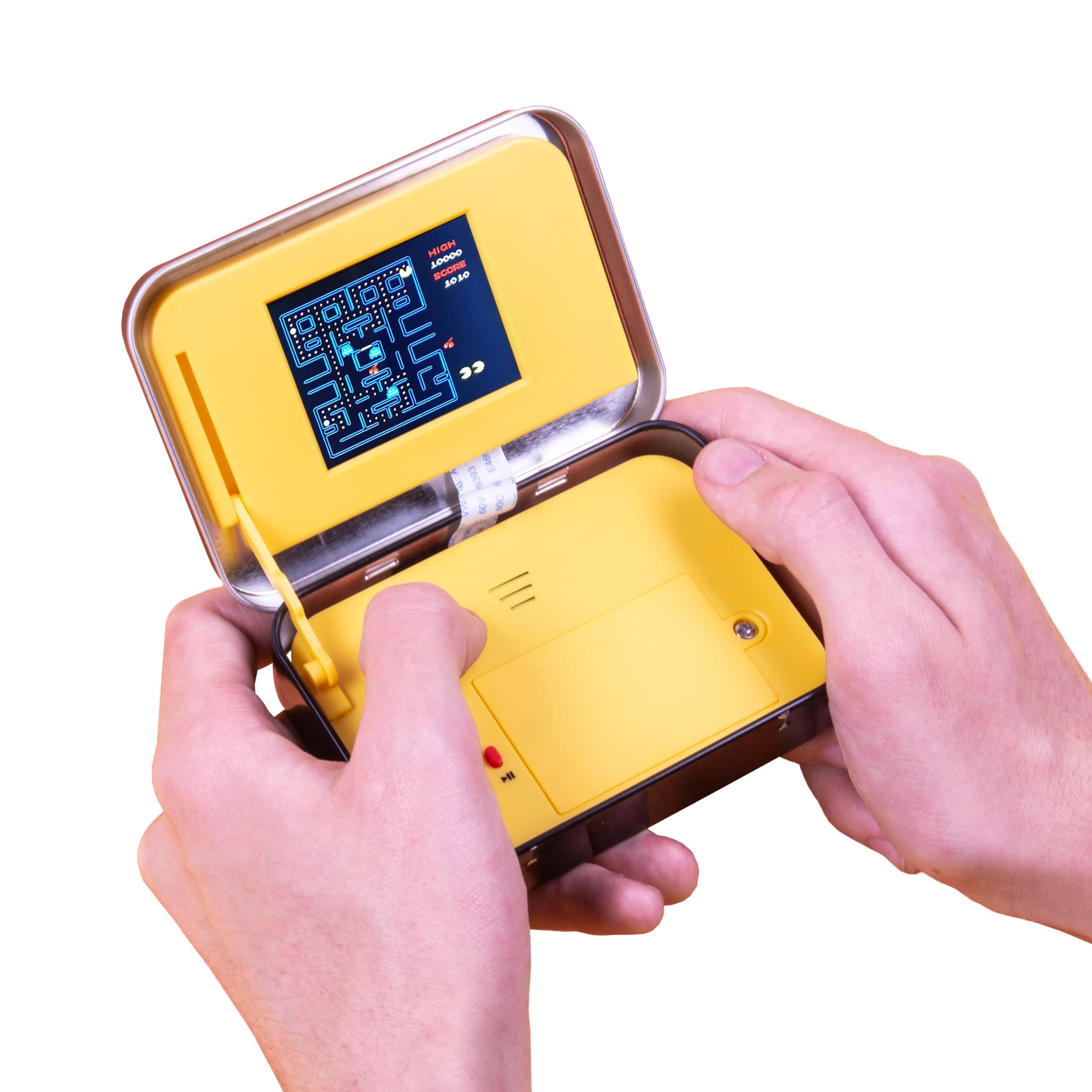 PAC-MAN Arcade Game in a Tin. Full Colour 8-bit Game with Original Sounds & Graphics. Classic PAC-MAN Gameplay. Includes 2.4” Screen. Officially Licensed PAC-MAN Merchandise.