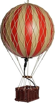 Authentic Models LED Hot Air Balloon Lanterns: Magical Night Sky Decor | Hot Air Balloon Decor | LED Lantern Decor for Enchanting Evenings | Remote Control Included - Travels Light LED, True Red