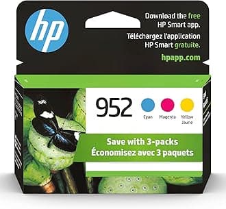 952 Cyan, Magenta, Yellow Ink Cartridges (3-Pack) | Works with Printer Series: OfficeJet 8702, OfficeJet Pro 7720, 7740, 8210, 8710, 8720, 8730, 8740 | Eligible for Instant Ink | N9K27AN