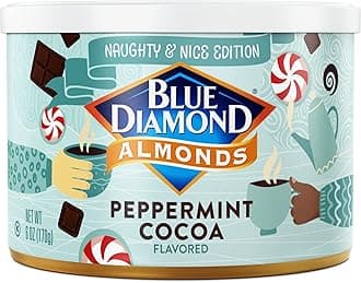 Blue Diamond Almonds, Peppermint Cocoa Holiday Snack Nuts, 6 Oz(Pack of 1),Resealable Can