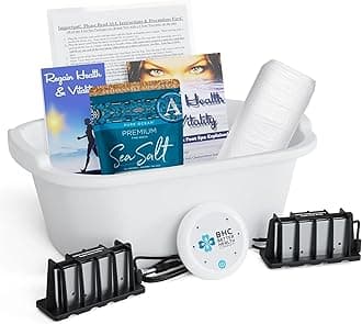 - Ionic Foot Bath Detox Machine Super Duty Arrays for Professional & Home Use - Free Regain Health & Vitality Booklet & Brochure - 2 Super Duty Arrays, 20 Basin Liners, Detox Sea Salt, Basin 12QT