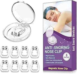 Anti Snoring Devices(8 Pack), Silicone Magnetic Stop Snoring Solution, Comfortable & Professional Anti Snoring Nose Clip for Men and Women